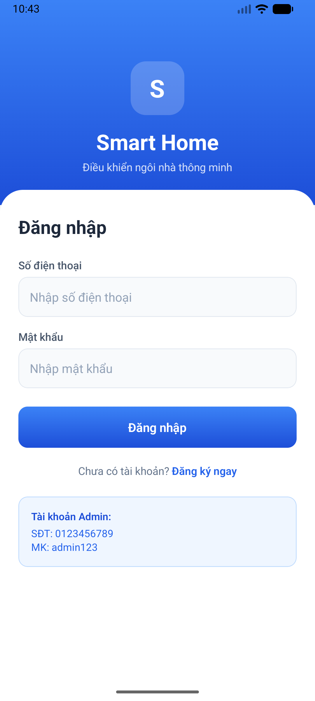 Ảnh giao diện app Smart Home AI